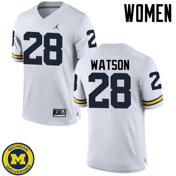 Women's Michigan Wolverines #28 Brandon Watson White Alumni Jersey